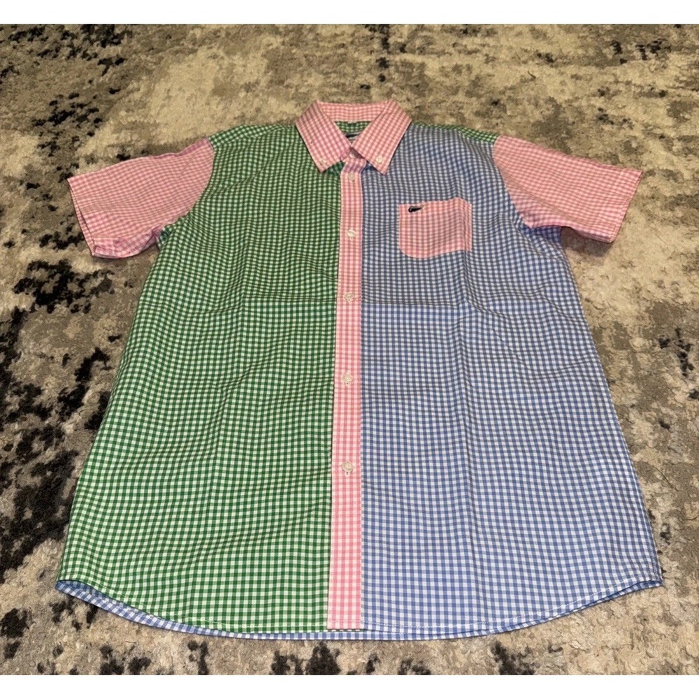 Southern Tide Shirt Youth Boys Sz Large Multi‎ L Plaid Short Sleeve Button Down